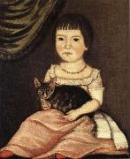 Beardsley Limner Child Posing with Cat China oil painting reproduction